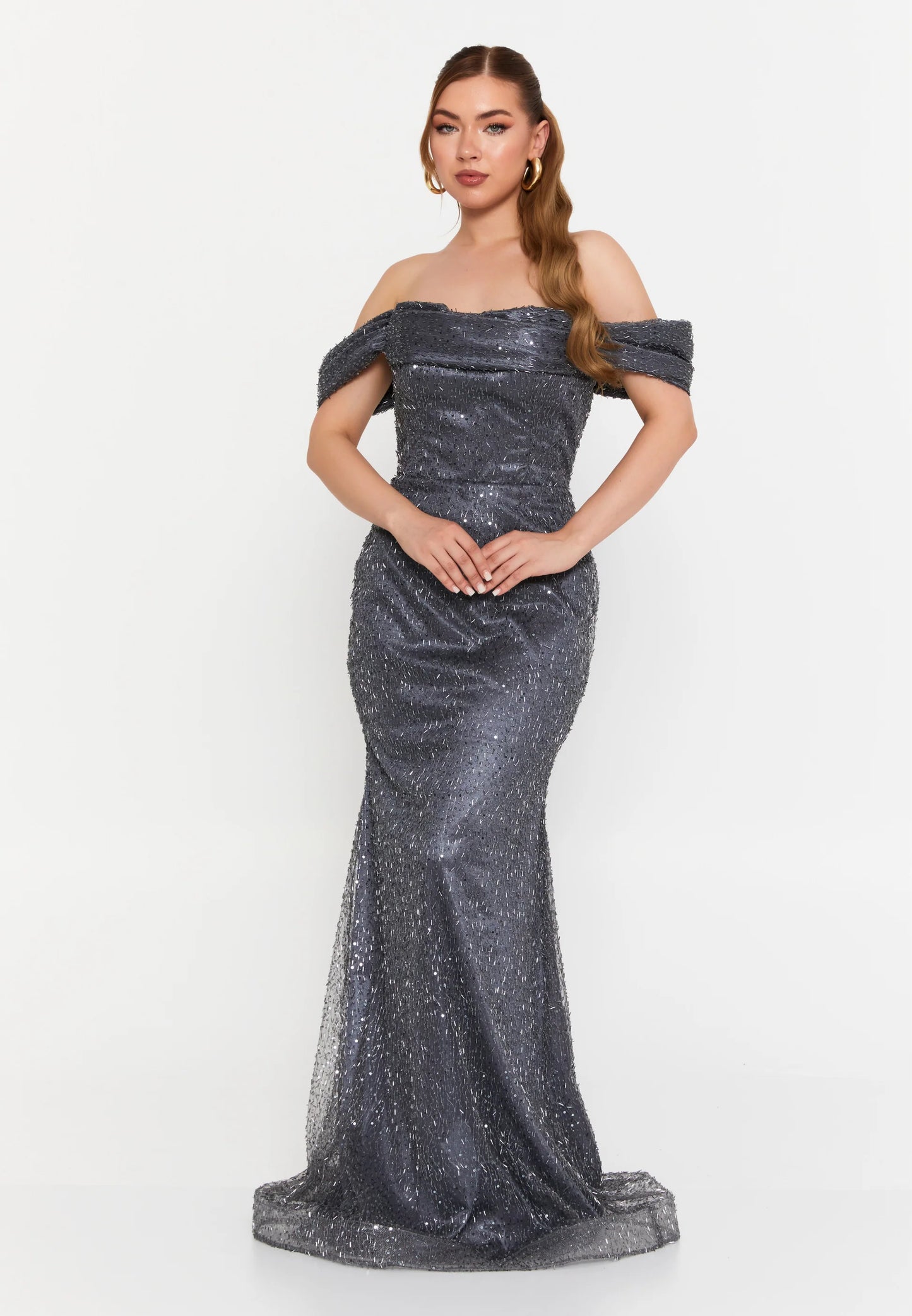 Off Shoulder Maxi Tulle Mermaid Regular Wedding Guest Dress Unit Price: €95