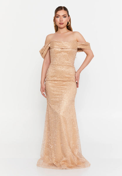 Off Shoulder Maxi Tulle Mermaid Regular Wedding Guest Dress Unit Price: €95