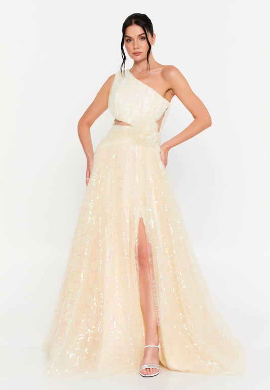 One Shoulder Maxi Tulle A - Line Regular Prom Dress Unit Price: €83