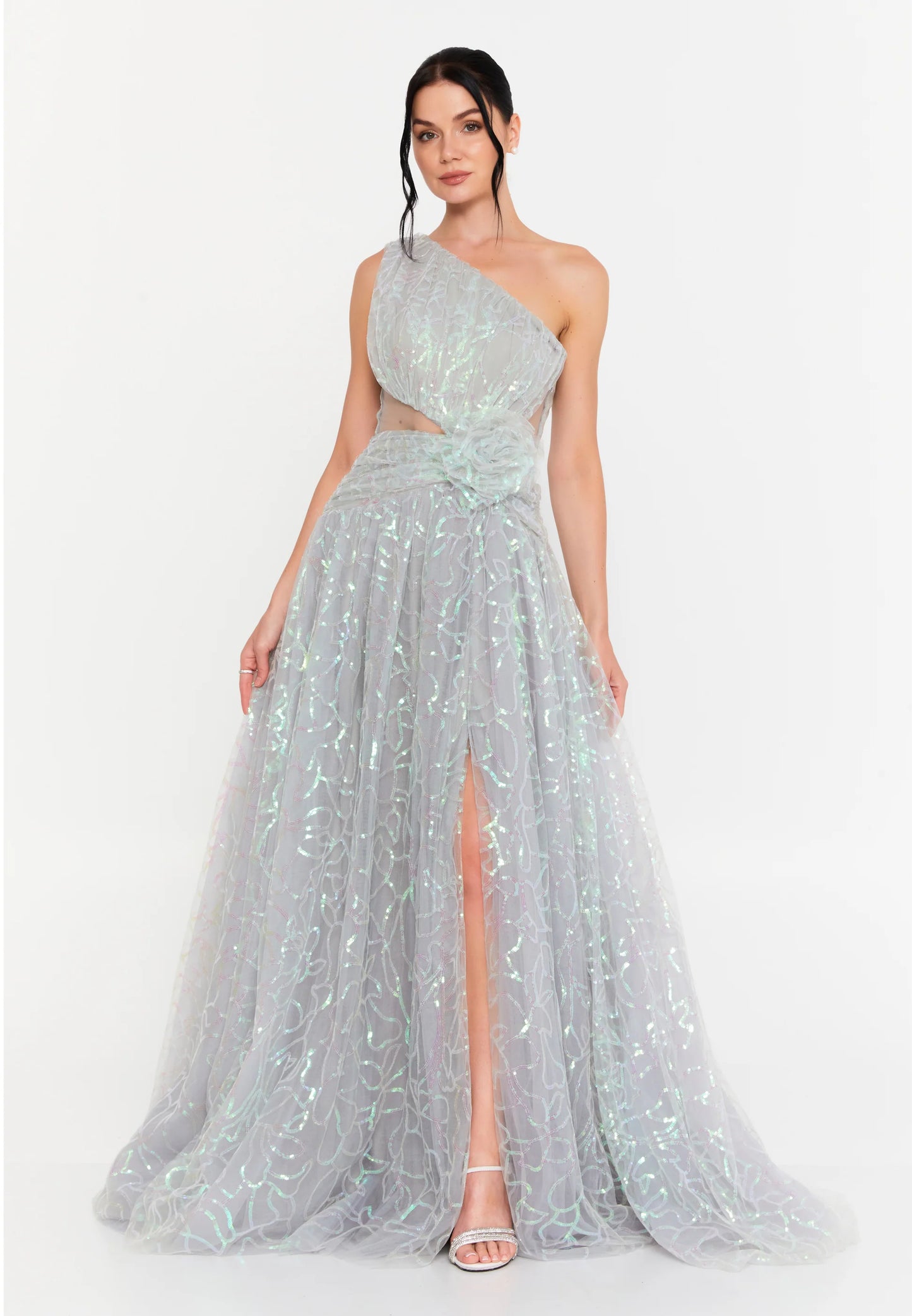 One Shoulder Maxi Tulle A - Line Regular Prom Dress Unit Price: €83