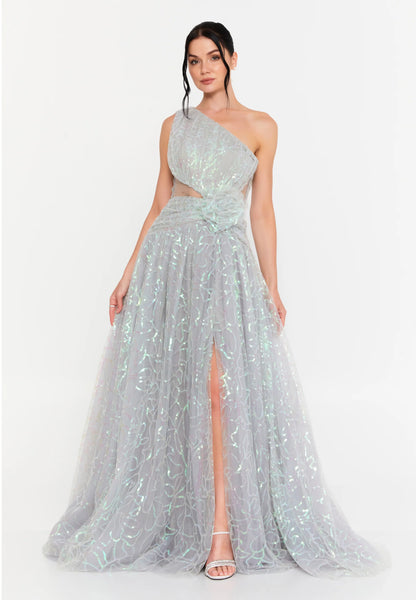 One Shoulder Maxi Tulle A - Line Regular Prom Dress Unit Price: €83