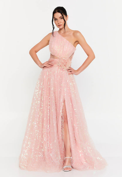 One Shoulder Maxi Tulle A - Line Regular Prom Dress Unit Price: €83