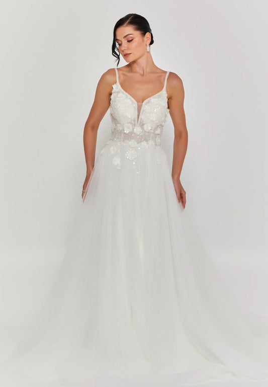Sleeveless Maxi Tulle Regular Wedding Dress Unit Price: €275