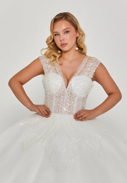 Sleeveless Maxi Tulle Regular Wedding Dress Unit Price: €405