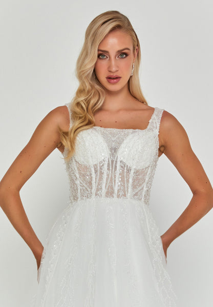 Sleeveless Maxi Tulle Regular Wedding Dress Unit Price: €195