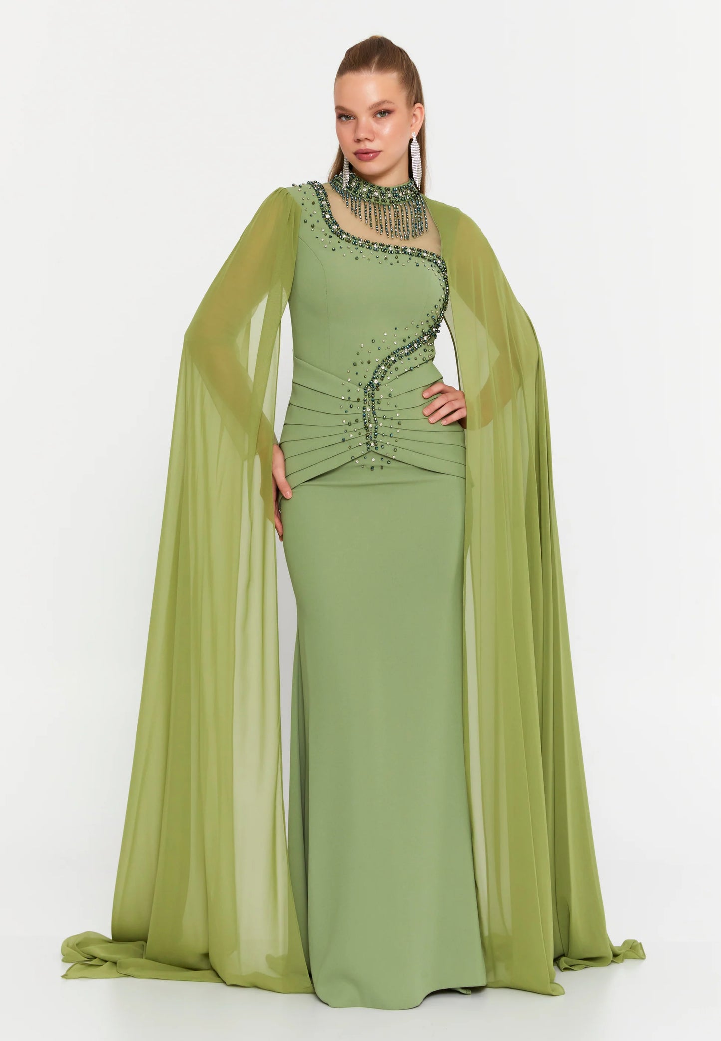 Long Sleeve Maxi Viscose Mermaid Regular Wedding Guest Dress Unit Price: €96