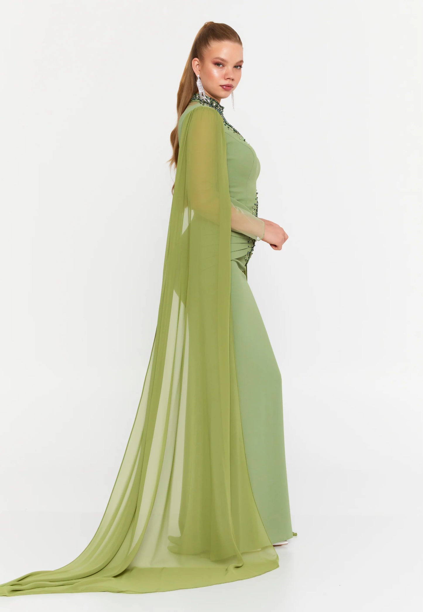 Long Sleeve Maxi Viscose Mermaid Regular Wedding Guest Dress Unit Price: €96
