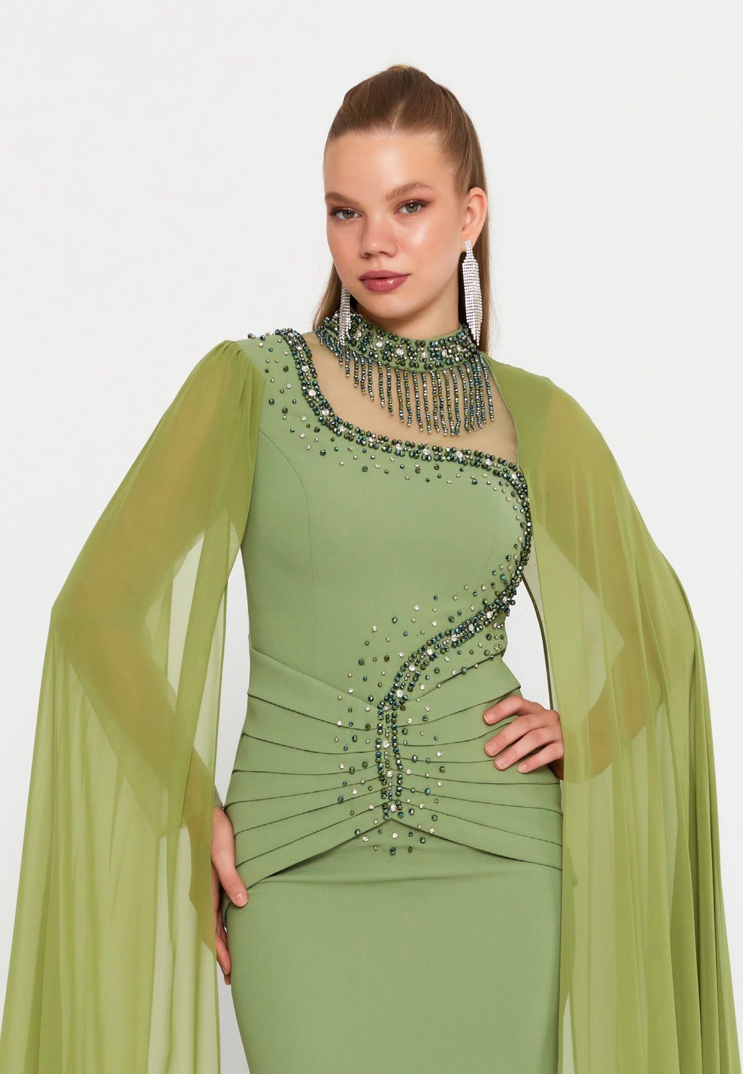 Long Sleeve Maxi Viscose Mermaid Regular Wedding Guest Dress Unit Price: €96