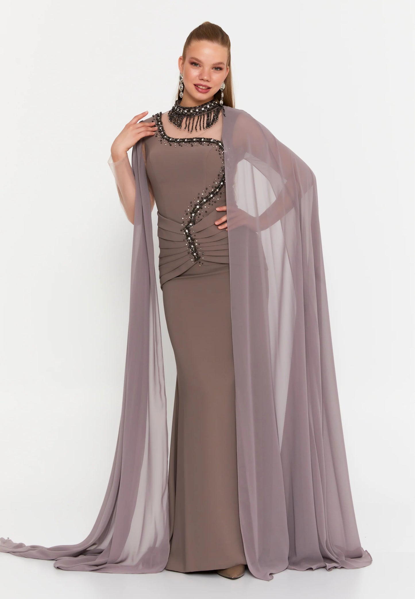 Long Sleeve Maxi Viscose Mermaid Regular Wedding Guest Dress Unit Price: €96