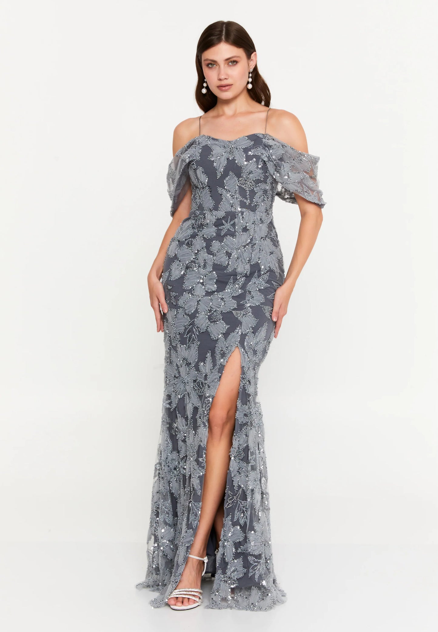 Off Shoulder Maxi Tulle Mermaid Regular Wedding Guest Dress Unit Price: €78