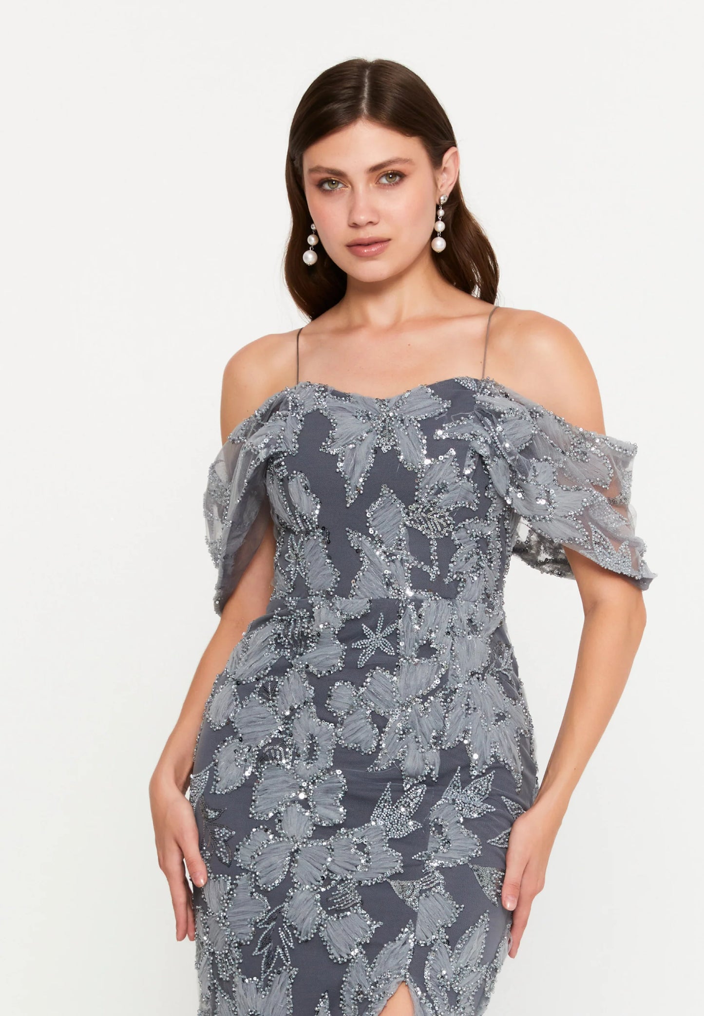 Off Shoulder Maxi Tulle Mermaid Regular Wedding Guest Dress Unit Price: €78