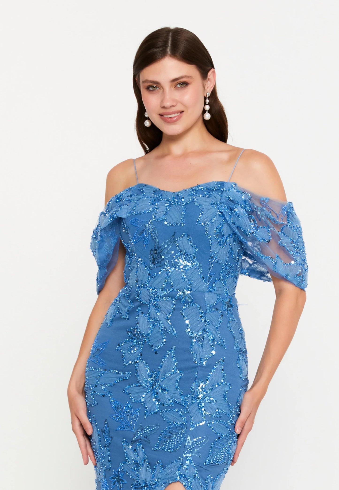 Off Shoulder Maxi Tulle Mermaid Regular Wedding Guest Dress Unit Price: €78