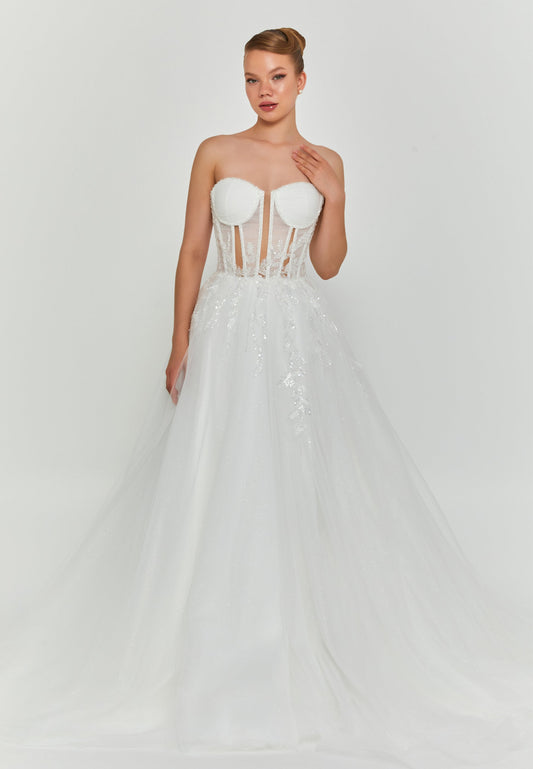 Strapless Maxi Tulle Regular Wedding Dress Unit Price: €200