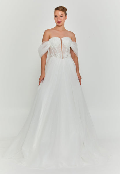 Off Shoulder Maxi Tulle Regular Wedding Dress Unit Price: €200