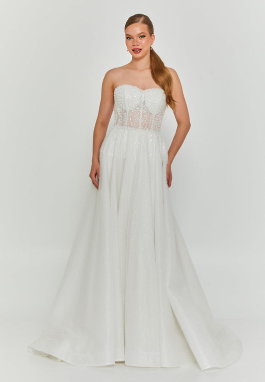 Strapless Maxi Tulle Regular Wedding Dress Unit Price: €360