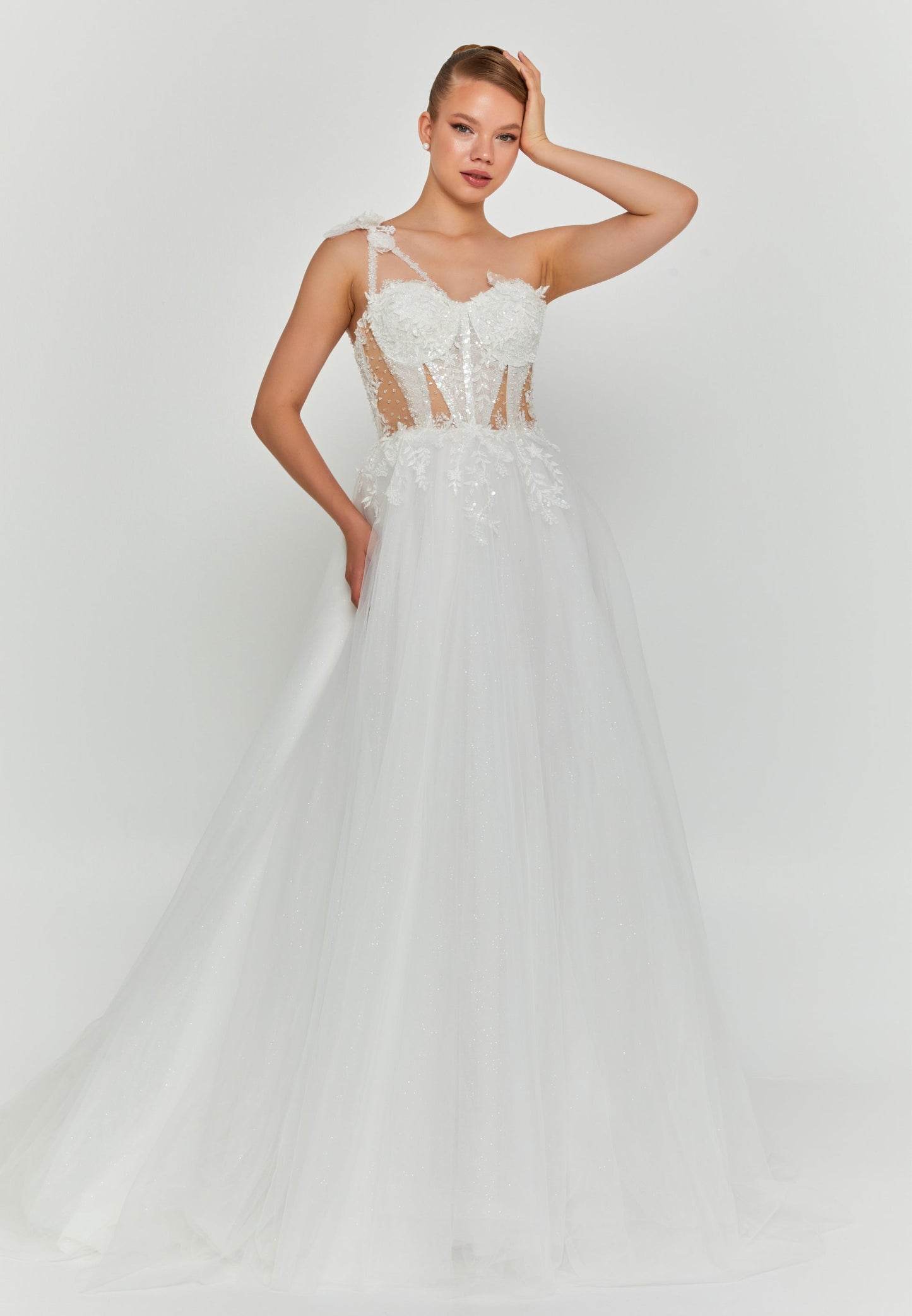 One Shoulder Maxi Tulle Regular Wedding Dress Unit Price: €210