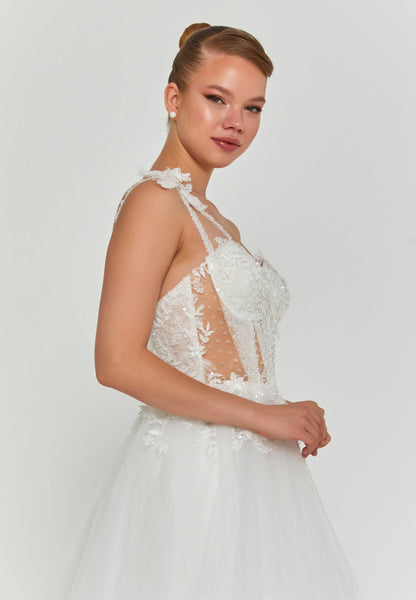 One Shoulder Maxi Tulle Regular Wedding Dress Unit Price: €210