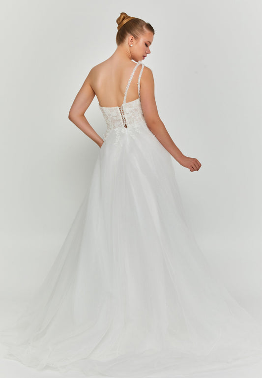 One Shoulder Maxi Tulle Regular Wedding Dress Unit Price: €210