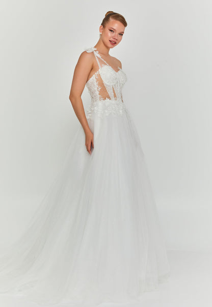 One Shoulder Maxi Tulle Regular Wedding Dress Unit Price: €210