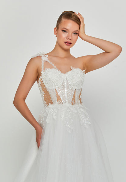 One Shoulder Maxi Tulle Regular Wedding Dress Unit Price: €210