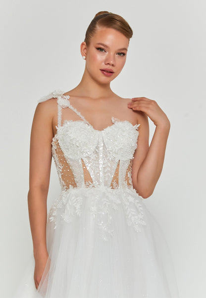 One Shoulder Maxi Tulle Regular Wedding Dress Unit Price: €210