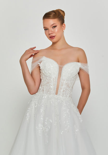 Off Shoulder Maxi Polyester Regular Wedding Dress Unit Price: €210