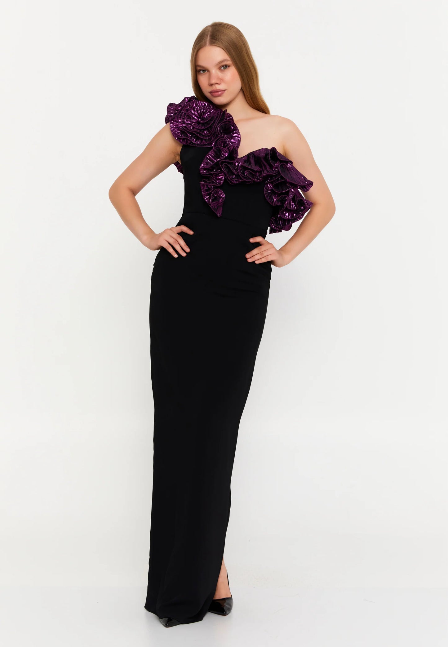 One Shoulder Maxi Viscose Column Regular Wedding Guest Dress Unit Price: €56