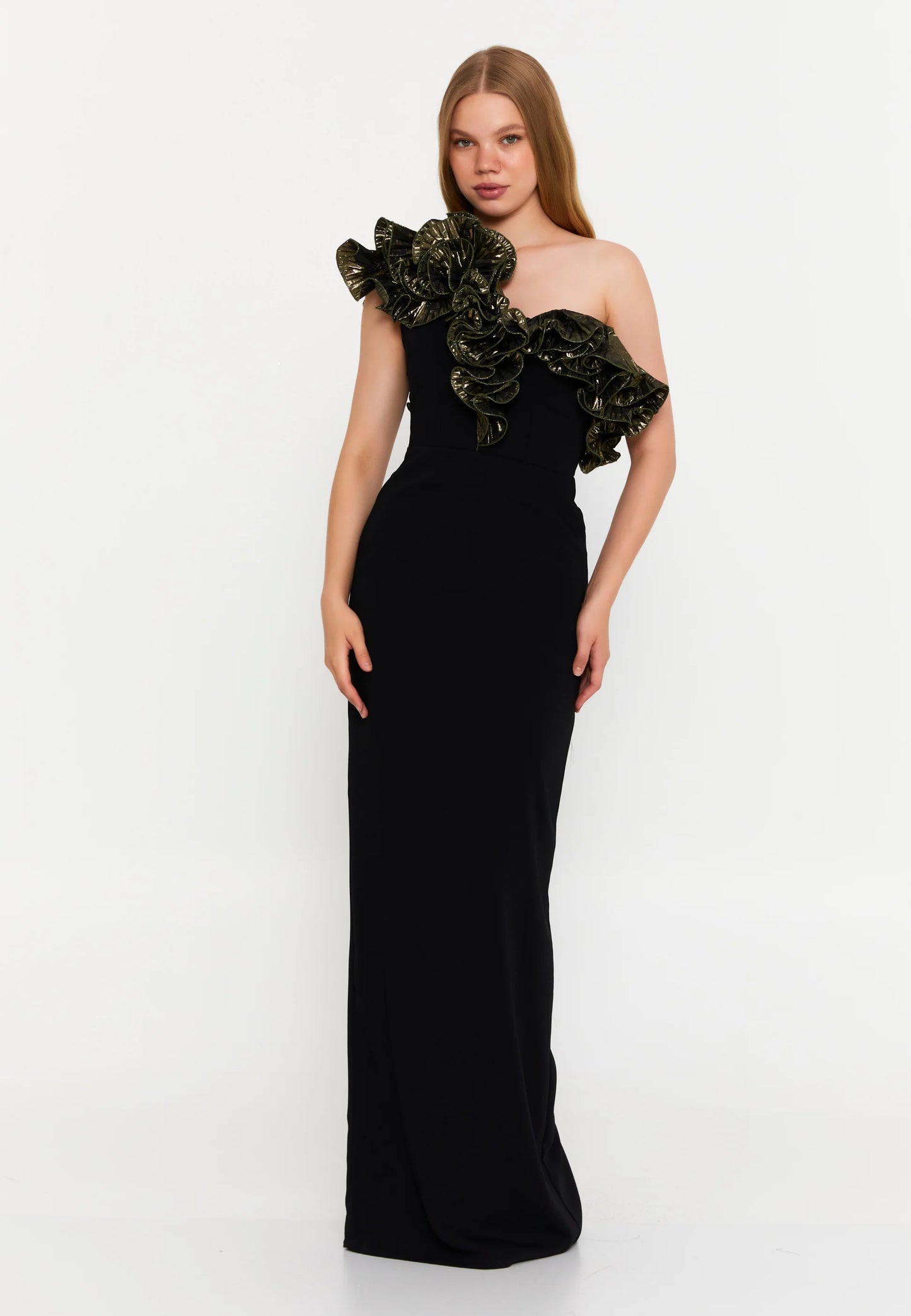 One Shoulder Maxi Viscose Column Regular Wedding Guest Dress Unit Price: €56