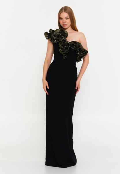 One Shoulder Maxi Viscose Column Regular Wedding Guest Dress Unit Price: €56