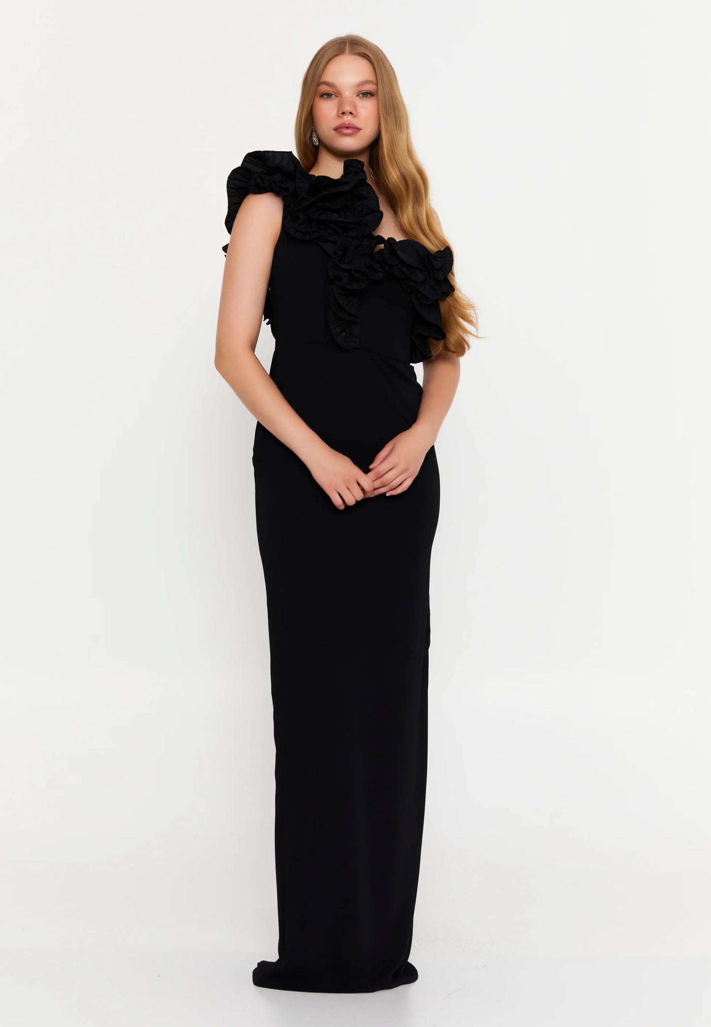 One Shoulder Maxi Viscose Column Regular Wedding Guest Dress Unit Price: €56
