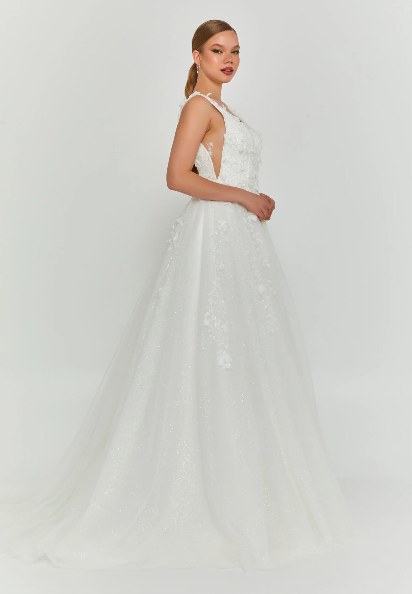 Sleeveless Maxi Tulle Regular Wedding Dress Unit Price: €270