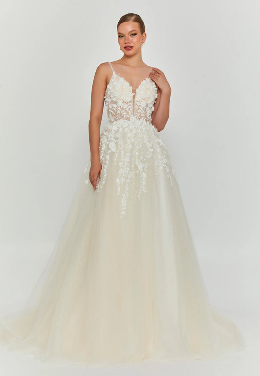 Sleeveless Maxi Tulle Regular Wedding Dress Unit Price: €240