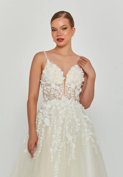 Sleeveless Maxi Tulle Regular Wedding Dress Unit Price: €240