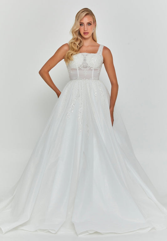 Sleeveless Maxi Tulle Regular Wedding Dress Unit Price: €200
