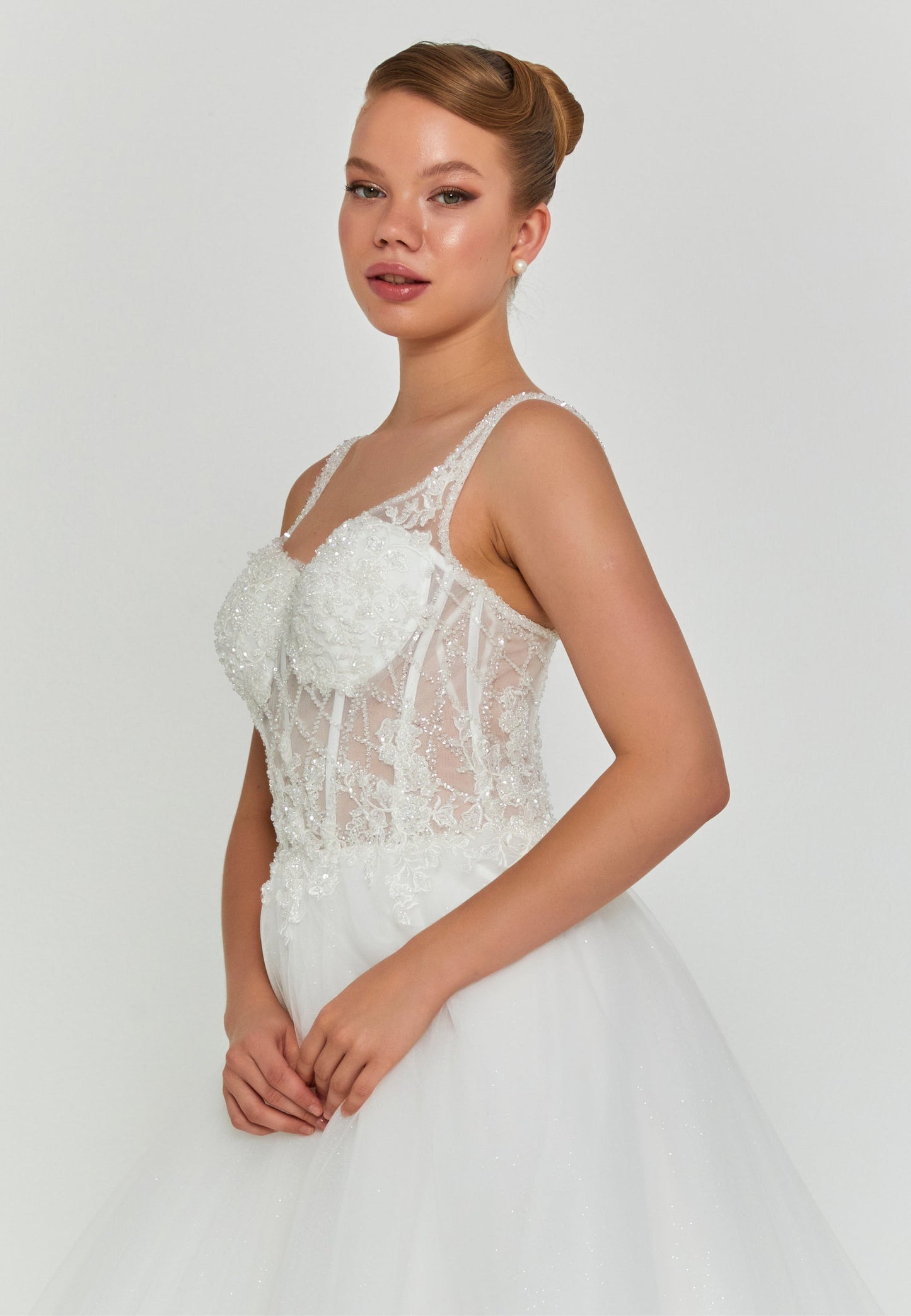 Sleeveless Maxi Tulle Regular Wedding Dress Unit Price: €200