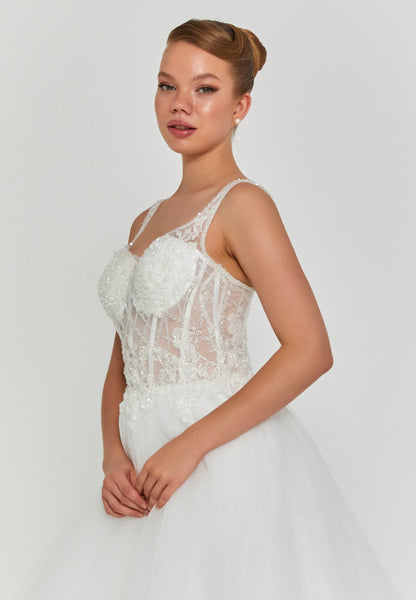 Sleeveless Maxi Tulle Regular Wedding Dress Unit Price: €200