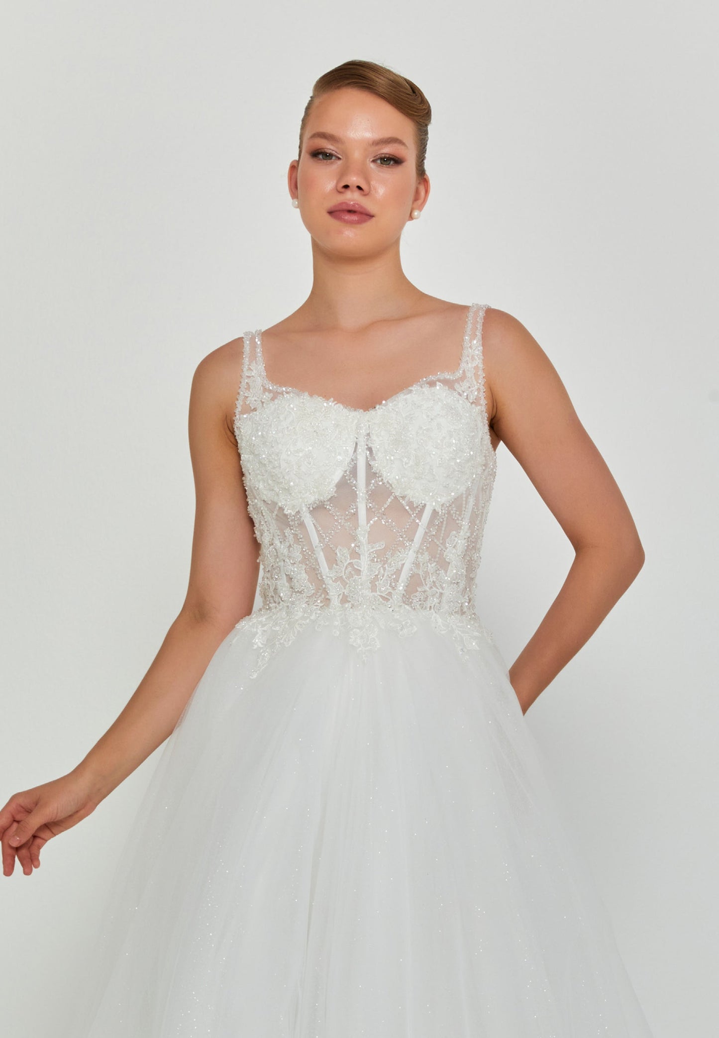 Sleeveless Maxi Tulle Regular Wedding Dress Unit Price: €200