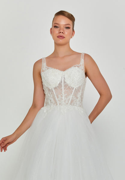 Sleeveless Maxi Tulle Regular Wedding Dress Unit Price: €200