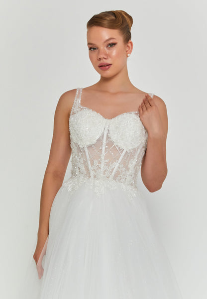 Sleeveless Maxi Tulle Regular Wedding Dress Unit Price: €200