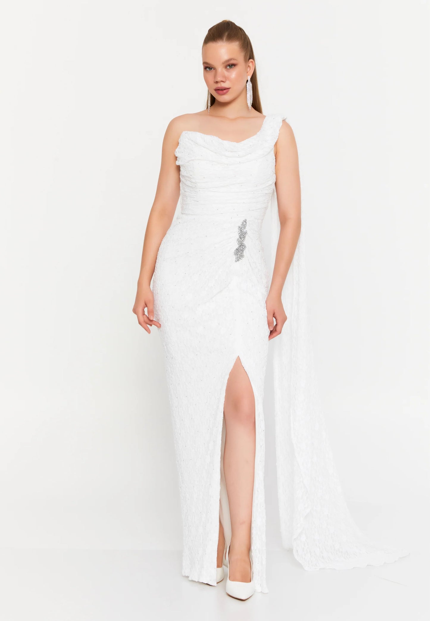 One Shoulder Maxi Lace Column Regular Wedding Guest Dress Unit Price: €71