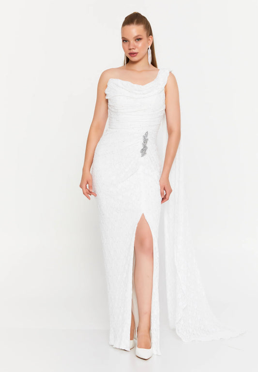 One Shoulder Maxi Lace Column Regular Wedding Guest Dress Unit Price: €71