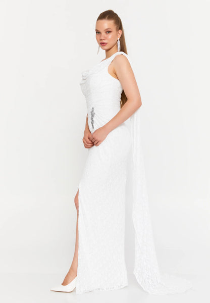 One Shoulder Maxi Lace Column Regular Wedding Guest Dress Unit Price: €71