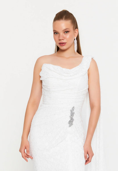 One Shoulder Maxi Lace Column Regular Wedding Guest Dress Unit Price: €71