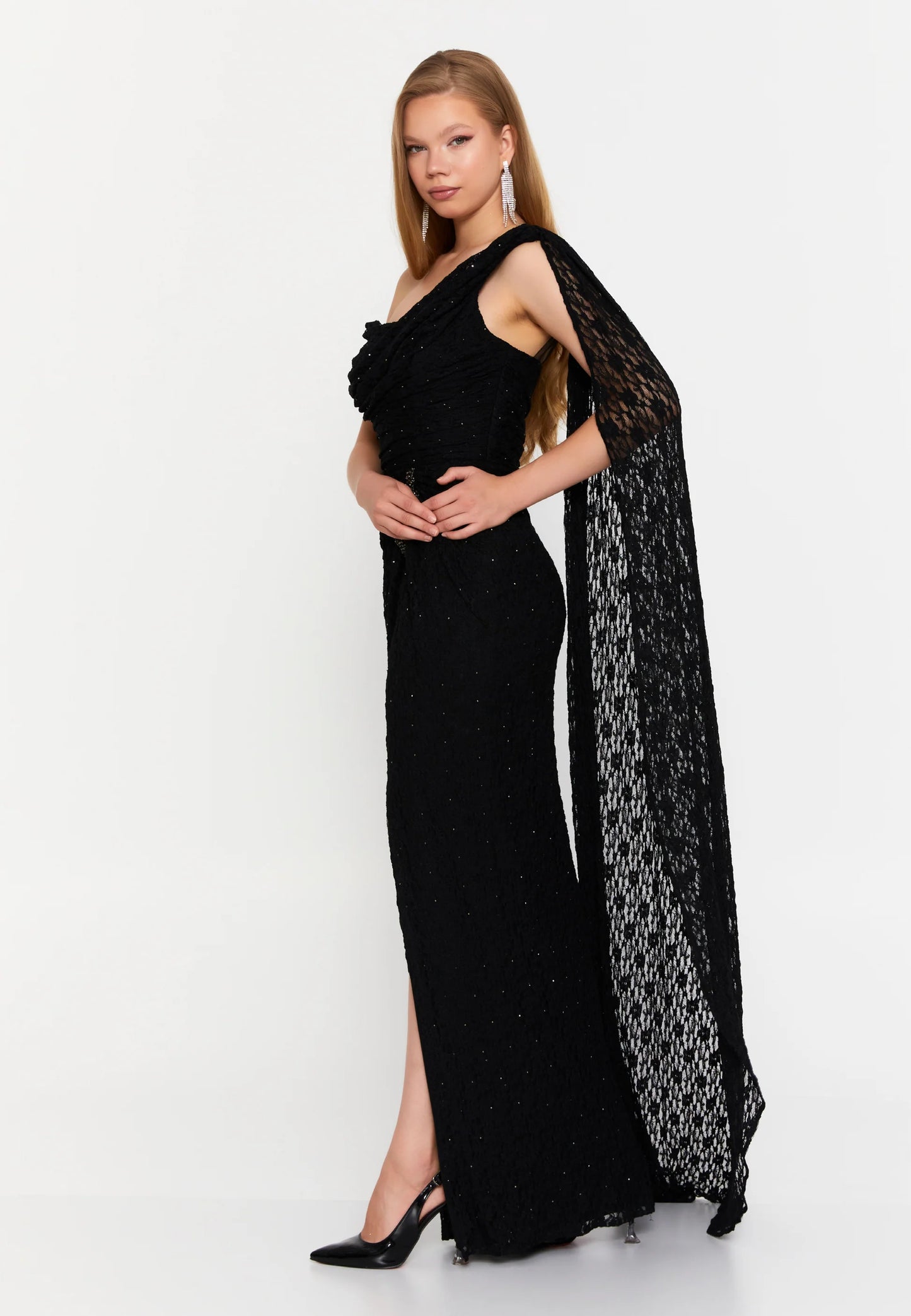 One Shoulder Maxi Lace Column Regular Wedding Guest Dress Unit Price: €71