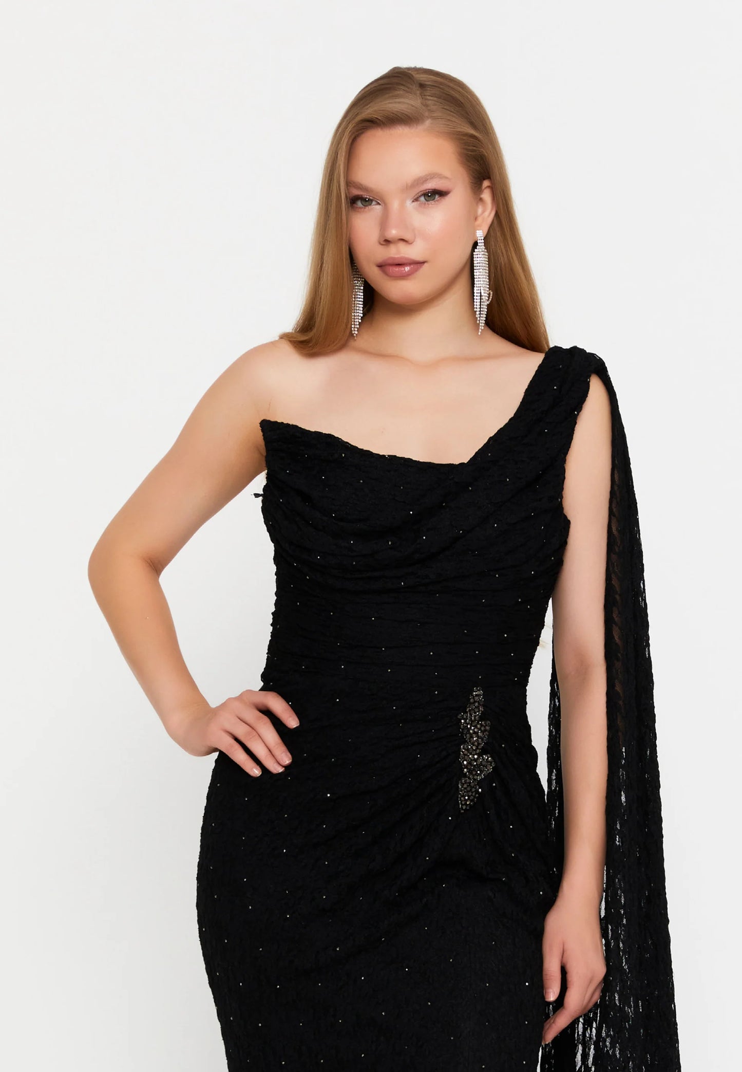 One Shoulder Maxi Lace Column Regular Wedding Guest Dress Unit Price: €71