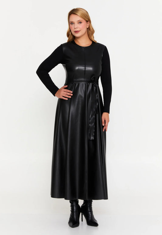 Long Sleeve Maxi Faux Leather Column Regular Casual Dress Unit Price: €35