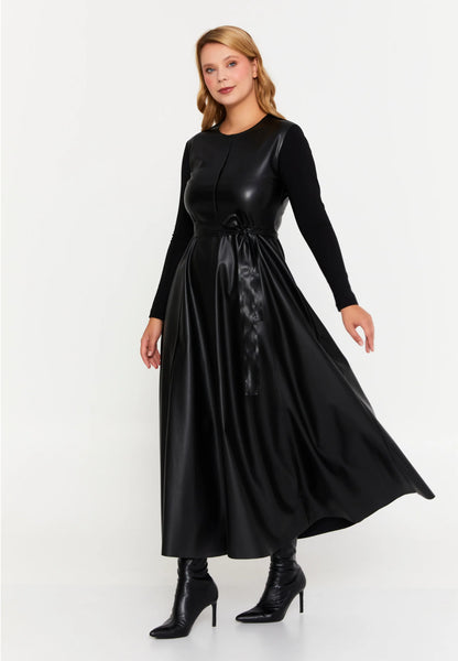Long Sleeve Maxi Faux Leather Column Regular Casual Dress Unit Price: €35