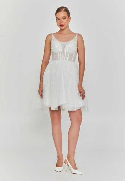 Sleeveless Mini Tulle Regular Wedding Dress Unit Price: €155