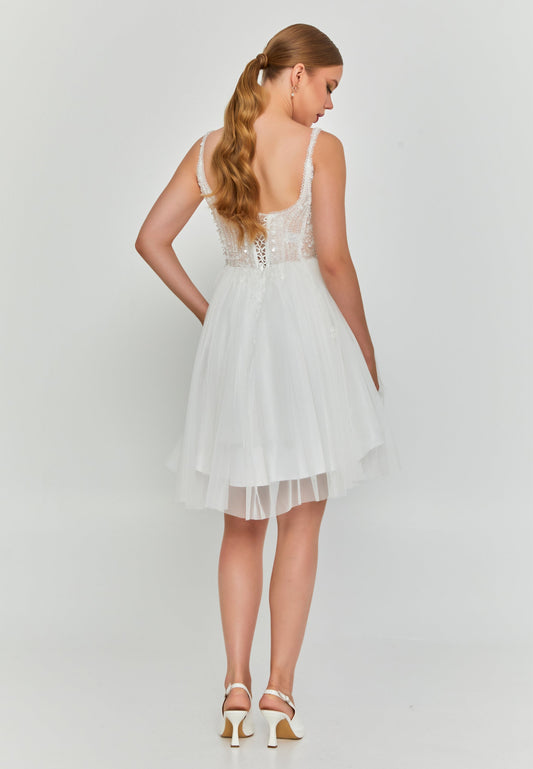 Sleeveless Mini Tulle Regular Wedding Dress Unit Price: €155