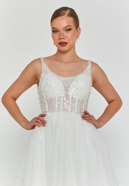 Sleeveless Mini Tulle Regular Wedding Dress Unit Price: €155